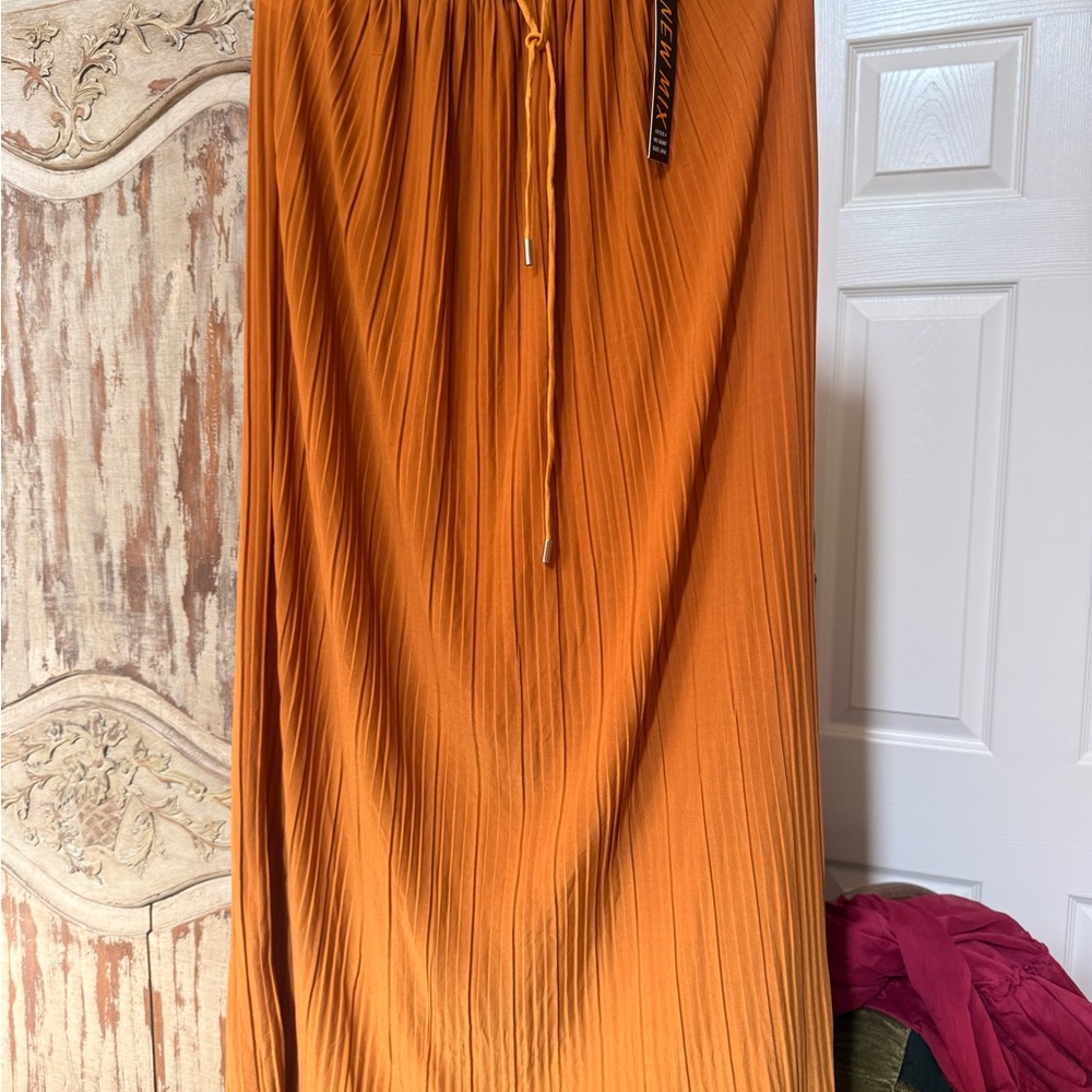 Mossimo Supply Co. Pleated Maxi Skirt in Rust